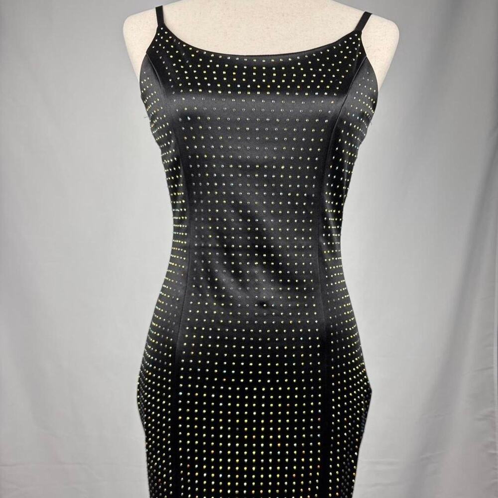 Black studded bodycon dress spaghetti